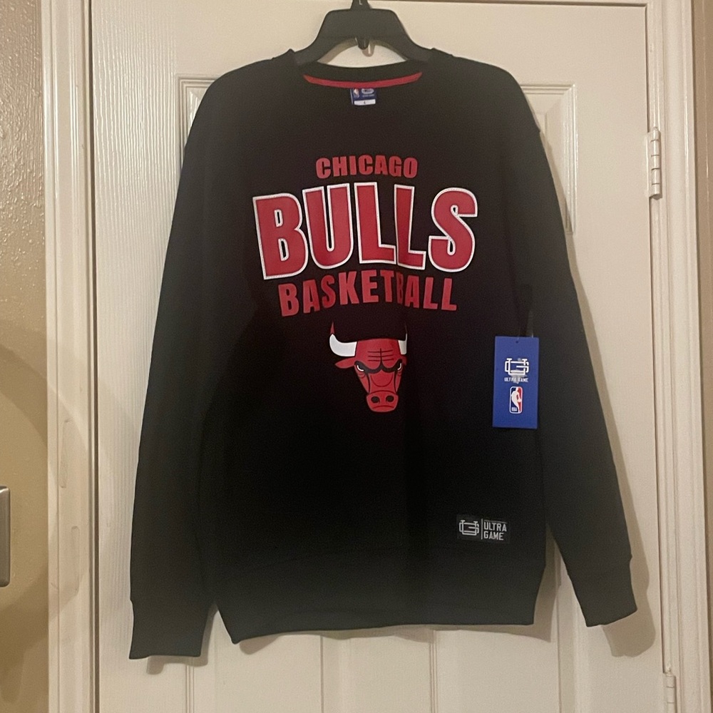Ultra Game NBA Chicago Bulls Black Men’s Fleece Crew Sweater Size: L